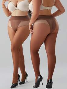 2 Paar Oversize Strumpfhosen für Damen, sexy 30D transparente kaffeebraune Strumpfhosen, modisch minimalistisch, bequem & vielseitig - Kaffeebraun - Übersicht 12