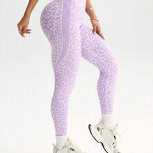 Yunuo Menswear Dewbera 1 pieza Mallas con estampado de tulipanes y patrón de leopardo en la espalda en V para correr, deportes, yoga y fitness - Negro - Ver 8