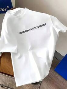 Herren-T-Shirt aus 100% reiner Baumwolle, Luxusmarke mit Buchstabendruck, Kurzarm-T-Shirt, Hochwertige Herrenbekleidung, Urbaner Stil - Weiss - Übersicht 1