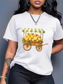 Talla - Camiseta Oversize para Mujer - Camiseta Holgada con Estampado de Coche de Limón, Transpirable para Uso Diario en Verano, Camiseta Suave para el Día a Día, Ropa Casual, Streetwear y Combinable - Tejido No Transparente, Estilo Holgado, Diseño Sencillo, Material Cómodo, Camiseta de Manga Corta, Para Entusiastas de - Camiseta Vintage de Estilo Urbano Unisex, de Algodón, Manga Corta y Cuello Redondo - Blanco - Ver 1