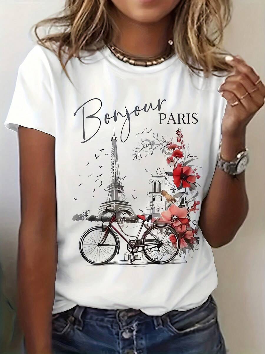 Camiseta de mujer para primavera y verano - Blanco - Ver 1
