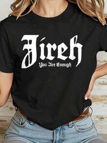 Camiseta Casual 100% Algodón para Mujer, Marca Wo Clothes, Modelo Jireh You Are Enough - Negro - Ver 7