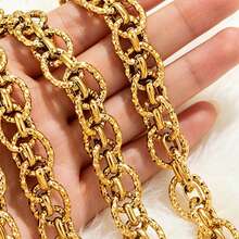 1m 304 Stainless Steel 18K Gold Plated Rough Twisted Chain, DIY Bracelet Necklace Jewelry Accessory - Chain - View 4