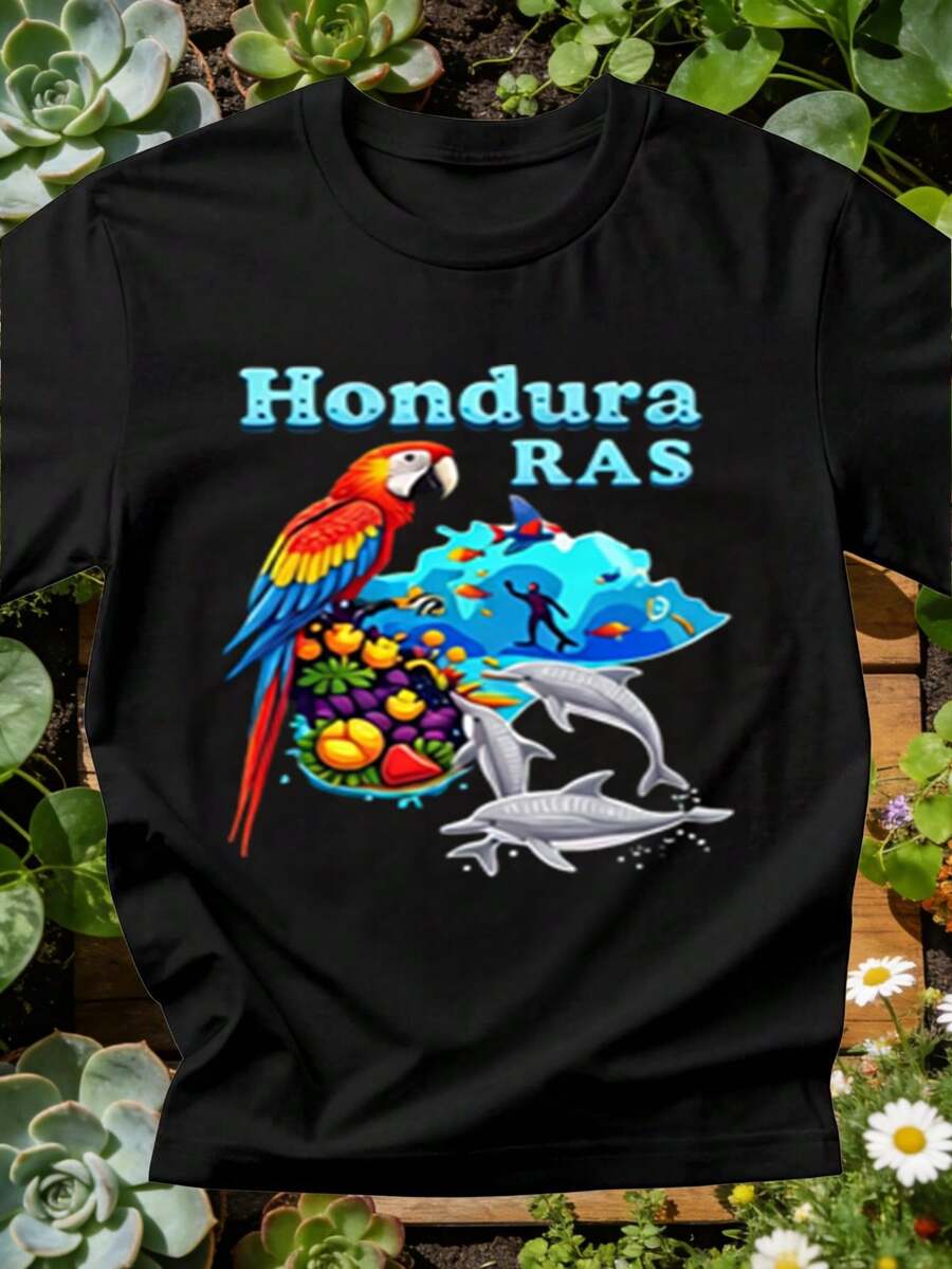 Una camiseta de manga corta para mujer, moderna, a la moda, retro y casual, adecuada para actividades al aire libre en primavera y verano.Esta elegante y cómoda camiseta para mujer presenta la bandera de Honduras, loros tropicales y guacamayos rojos y azules.Esta camiseta casual de cuello redondo tiene mangas cortas, es lavable a máquina y tiene un diseño simple y versátil.Es transpirable y tiene un corte holgado.blusas para mujer,blusas casuales para dama,tops,, mujer premium,y2k,playeras de mujer curvy,ofertas y liquidaciones ropa mujer,playeras deportivas para mujer,,playeras de hombre, mujer,blusas>elegante TT38 - Negro - Ver 1