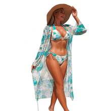 Traje de baño de tres piezas con cubierta de malla a la moda para mujer. - Patrón 3 - Ver 6