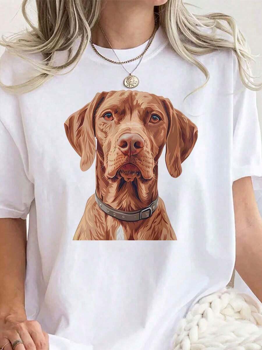 1PiezaModaInformalParaHombresYWomenBohemiaMarrónPerroConCollarRetratoPlusTamañoGráficoImprimirTripulaciónCuelloCortoMangaCamisetaDiseñoSentidoArtísticoAnimalesYPlantasOcioCómodoTranspirablePuroAlgodónCamiseta220g, versátil, fácil de combinar, adecuado para uso diario, estilo urbano, conjuntos de vacaciones, conjuntos de fin de semana. - Blanco - Ver 1