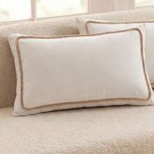 1/2 piezas Juego de fundas de almohada rectangulares con diseño de patchwork en color blanco & café con forma de pequeñas bolas - Incluye 1 o 2 fundas de almohada (relleno de almohada no incluido), reversible, estilo campestre fresco y lindo, ligero & transpirable, lavable a máquina - Multicolor - Ver 14