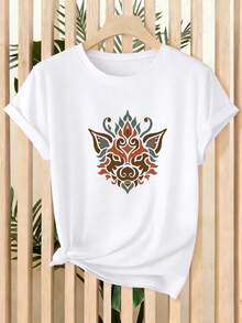 ¡Oferta por tiempo limitado, unidades limitadas,  relámpago! Camisas casuales para mujer, camisetas de poliéster para mujer, camisas elegantes. Camiseta de manga corta para mujer, nueva colección de verano, con estampado  de cabeza de jabalí salvaje, diseño único y artístico, ideal para el hogar, la oficina, viajes y uso casual - Blanco - Ver 7