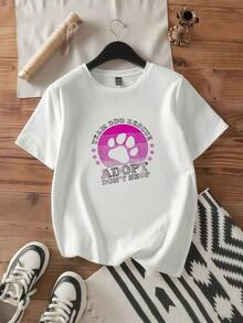 Camiseta Casual con Estampado de Gato Neón Estilo Años 80 - Blanco 1 - Ver 6
