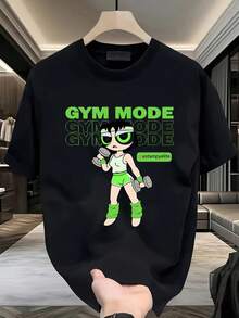1 Blusa para Mujer, Blusas Hermosas para Mujer, Conjuntos de Ropa para Mujer, Camiseta de Gimnasio 180G, Blanca y Negra, Estampado Impreso, Camiseta de Gimnasio, Alta Calidad, Cuello Redondo Impreso, Corte Holgado Básico para Hombre y Mujer, Transpirable, Versátil, Lavable a Máquina, Cómoda, Talla S ~ 3XL, Esencial para el Verano, Casual Diario, Deportes. - Negro - Ver 1