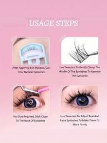 100pcs 5D Faux Mink False Eyelash Clusters, Presenting A Fluffy Messy Appearance, Easy To Apply And Reusable - 查看 7