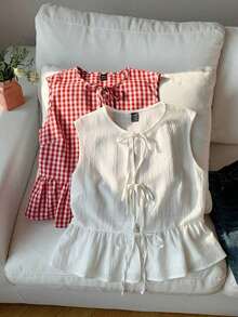 2 piezas Blusas de verano de moda 2026 para mujeres, para vacaciones, primavera, Día de San Valentín, salir, verano, primavera, Día de San Valentín, carnaval, playa, fiesta de cumpleaños, boda, salir.Top sin mangas rojo, top sin mangas rosa, - Multicolor 8 - Ver 6