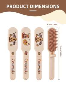 Peine plegable compacto y portátil de viaje con diseño de dibujos animados, cepillo de pelo portátil para mujeres - Multicolor - Ver 6