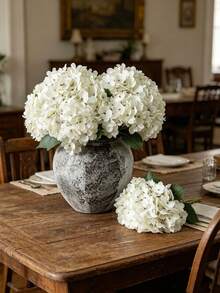 6/3/1 Piece(S) Artificial Hydrangea Flower Bouquet, Fake Flowers Indoor Decor, Autumn Decoration, Center Piece, Birthday Party, Wedding Floral, Home Decor, Restaurant, Bedroom, Windowsill, Vase, Valentine's Day Gift, New Year, Outdoor Garden, Back To School - White - View 6