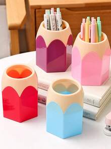 Bộ 2 món, hộp đựng bút + sticker, hộp đựng đồ dùng văn phòng phẩm bằng nhựa hình tròn sáng tạo dành cho học sinh, dung tích lớn, sang trọng nhẹ, cảm giác cao cấp. - Nhiều màu - Xem 10