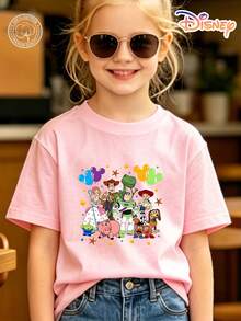 Officially Licensed Disney Toy Story Kids T-Shirt, 100% Cotton 2-Pack Mickey Balloon Character Graphic Tee Set, Unisex For Boys & Girls Ages 4-14, Soft Breathable Fade-Resistant Fabric, Ideal For Theme Park, School & Daily Casual Wear, Perfect For Vacation, Birthdays & Children's Day Gifts - Pink - View 2