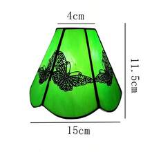 1pc Green Butterfly Patterned Colored Glass Lamp Shade, Suitable For Table Lamp, Pendant Light, Wall Light, Ceiling Light Replacement, Upper Diameter 4cm, Lower Diameter 15cm - Style D - View 6