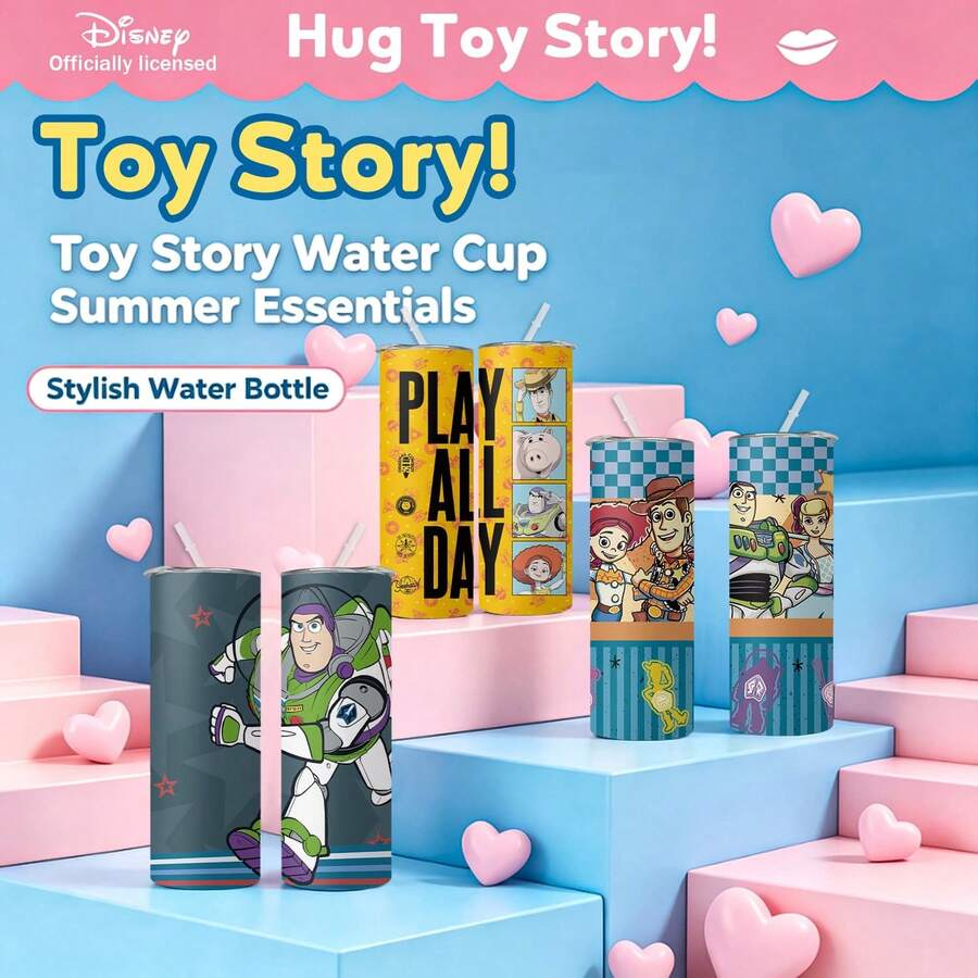 1 cốc giữ nhiệt chân không Disney dáng thẳng, in hình các nhân vật hoạt hình dễ thương, bình thép không gỉ có ống hút, dung tích 600ml. - Đồ chơi - Xem 1