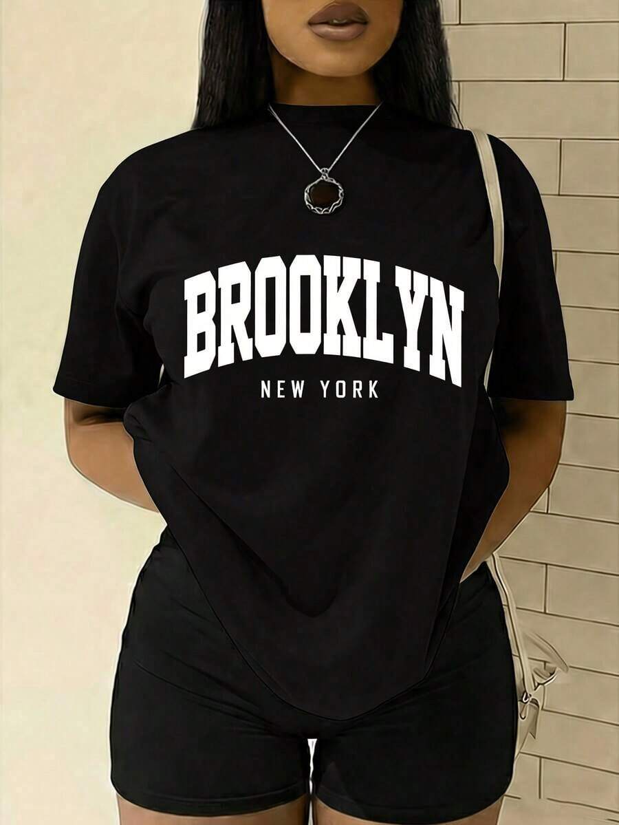 Y2K Style Casual Short Sleeve Top, Elegant And Stylish For The Beach - Unisex Loose Cotton T-Shirt With Vintage Urban Style, Round Neck And Short Sleeves - Cool Summer Clothes For Women - 黑色 - 查看 1