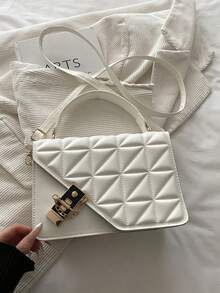 Bolsa de cintura con estampado de flechas estilo coreano de moda, nueva bolsa de mano a 2025, bolso bandolera, bolso cuadrado pequeño de unicolor estilo Ins - Blanco 2 - Ver 9