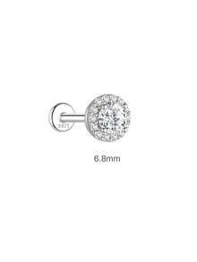 1Pc 2-5MM 925 Sterling Silver Moissanite Round Bezel Nose Stud, Hypoallergenic Body Piercing Nose Ring For Women Daily Party Birthday Gift - Silver - View 12