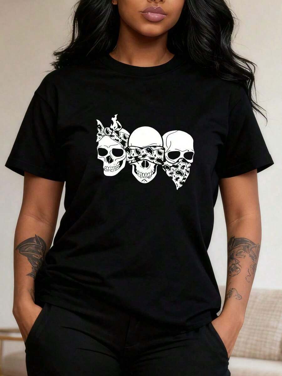 1 Women's Music-Themed T-Shirt - Retro T-Shirt With Guitar, Headphones, And Musical Notes Design - Stretchy T-Shirt For Everyday Wear, Concerts, Parties, And Casual Outfits - Sizes S-XL - Gift For Music Lovers, Party Favors - 180g 100% Cotton - Black 1 - 查看 1