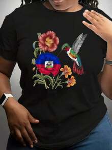 Oferta por tiempo limitado, cantidad limitada disponible,  relámpago, camisas de mujer, camisetas de mujer Amo mi patria, Haití - Camiseta cómoda para mujer - Negro - Ver 8