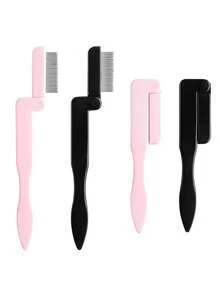 ronshadow 2pcs/Set Multifunctional Folding Steel Lash Comb, Eyebrow & Eyelash Grooming Brush, Portable Design For Makeup Novice - Multicolor - View 13
