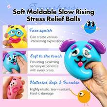 Cute Dog Face Swap Smushers Squishy Slow Rising Soft Fidget Toy Stress Anxiety Relief For Adults - Pink - View 10
