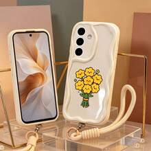 1 phụ kiện dây đeo có thể tháo rời hình bó hoa vàng + họa tiết sóng kem bất đối xứng, tương thích với ốp lưng điện thoại Galaxy S23/S24/S25/S26/S26 Ultra/S26 Plus/A57/A37/A17/A07/ Note 13 Pro/ A3X/ Y21 dòng Android thuần túy. - trắng - Xem 4