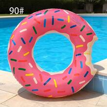 Pink Donut Print Inflatable Swimming Ring, Cute Colorful Sprinkle Pool Float, Essential For Summer - Pink - View 10