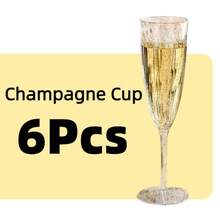 Gold Glitter Transparent Plastic Champagne Glasses, Textured Design Reusable Elegant Party Cups, Suitable For Bridal Shower, Anniversary, Garden Party, Shatterproof Drinkware - Golden Wine Glass - View 4