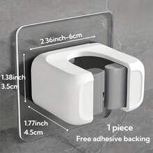No Drill Heavy Duty Adhesive Mop & Broom Holder Rack, Suitable For Bathroom, Kitchen, Garage, White - 1pc - View 3