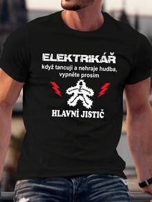 Camiseta de hombre de talla grande Crinkle Plus con electricista apagando el interruptor - Negro - Ver 1