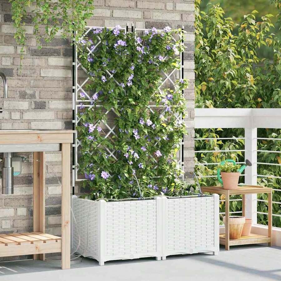 Décoration de jardin extérieur décoration de jardin décoration florale de jardin décoration de balcon Cache-pot de jardin 2 de jardin de 2 pcs Bla01 Blanc Acier - A - Voir 1