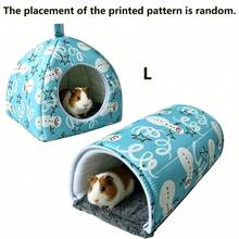 2 buah Sarang Persembunyian Hamster, Tempat Tidur Kelinci yang Dapat Dicuci dengan Terowongan Hamster, Mainan Tempat Tidur Hamster, Aksesoris Kandang Persembunyian Kelinci, Cocok untuk Hamster, Musang, dan Kelinci - A-merah muda - View 13