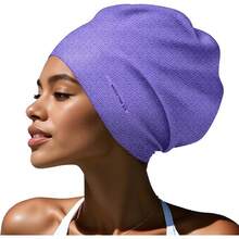 WATERTIME Large Swim Cap Long Hair, Dreadlocks, Weaves, Hair Extensions, Braids, Curls Afros Designed Long Hair, Soft Silicone Pool Cap Women Men - Navy Blue + X-large - View 2