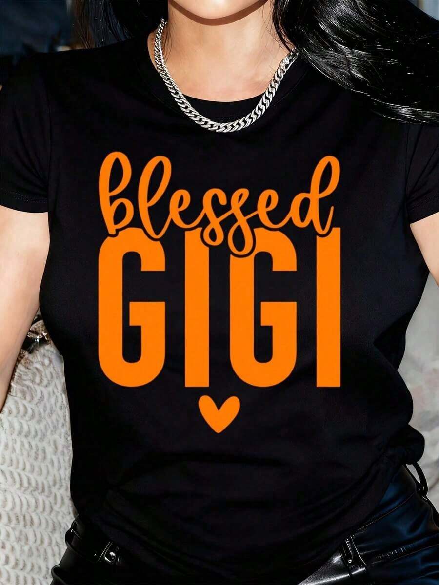 Gigi T-Shirt, Grandma Graphic Tee, Cute Gigi T-Shirt For Women, Gift For Grandmas, Gigi Life T-Shirt, Family Love Clothing - 黑色 - 查看 1