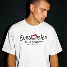 Camiseta Unisex Eurovisión Austria 2026, Camisetas de Moda de TV y Música, Tops Cómodos y Transpirables - Blanco - Ver 3