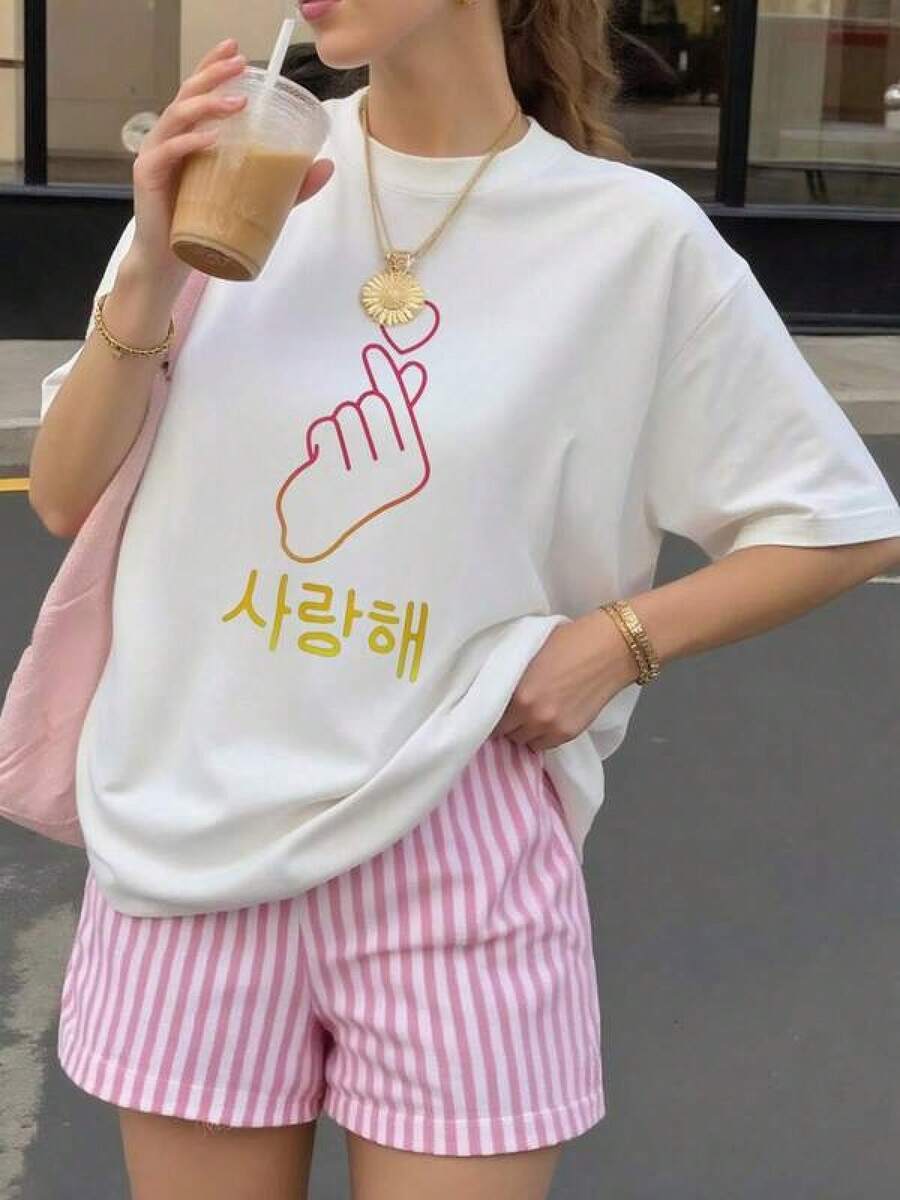 K-Pop Fashion For Fans Of Korean K-Drama & K-Pop Merchandise T-Shirt003Playeras De Mujer Algodon Blusas Frescas Para El Calor Blusas Dama Playeras De Dama Playeras Mujer Blusa Blanca Playeras Basicas De Mujer Blusas Oversize Para Dama Playeras Oversize De Mujer  Y2k Mujer Verano Camisetas De Mujer Algodón Playeras Para Mujer Blusas Casuales Para Dama Envio Nacional - Blanco - Ver 1