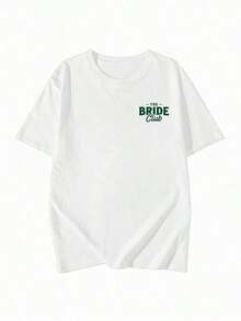 Camiseta de manga corta para mujer con estampado retro "My Bride Era", camiseta holgada con diseño estético para despedida de soltera, top casual de cuello redondo adecuado para bodas, fiestas nupciales, vacaciones de verano, ropa de calle, regalo nupcial, color blanco. - Blanco - Ver 3