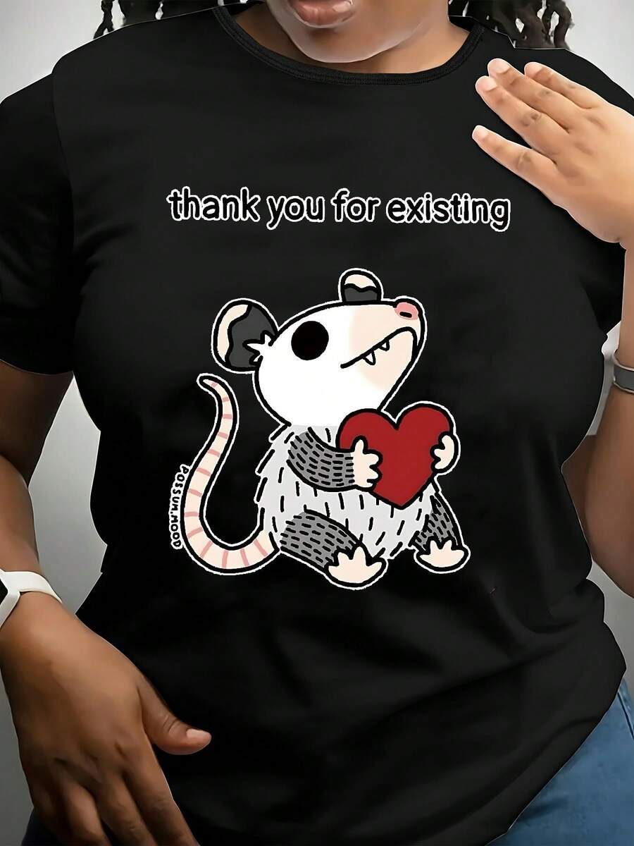 Camiseta casual minimalista de talla, nueva camiseta casual de manga corta y cuello redondo ligeramente elástica para mujer, nuevo estilo primavera/verano, súper popular en, letras estampadas en relieve, hermoso regalo - Camiseta unisex de algodón holgada de manga corta y cuello redondo estilo vintage urbano. - Negro - Ver 1