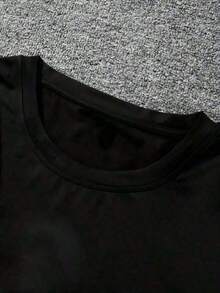 Camiseta Casual de Mujer con Cuello Redondo, Manga Corta, Largo Regular y Estampado de Árbol de Mariposas - Negro - Ver 6
