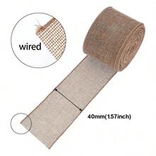 10 Yards/Roll, 40mm Wide Classic Solid Color Linen Ribbon, Wreath & Bow Making Material For Holiday Decor, Gardening, Handmade DIY - 4CM - View 3