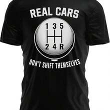 Real Cars Don't Shift Themself - playera divertida de humor mecánico de carreras de automóviles - Negro - Ver 1