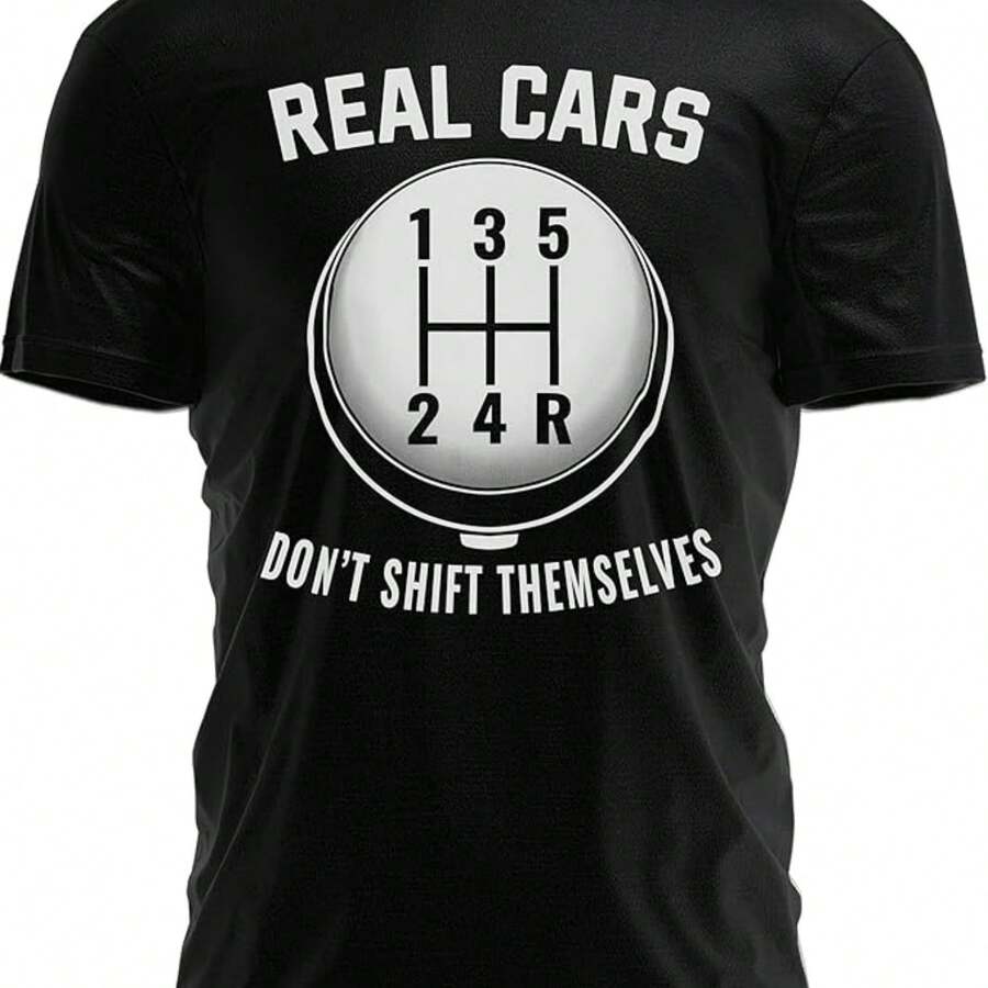 Real Cars Don't Shift Themself - playera divertida de humor mecánico de carreras de automóviles - Negro - Ver 1
