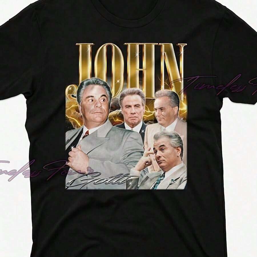 short-sleeveCamiseta retro de John Gotti, Camiseta homenaje a John Gotti, Camisetas de fans de John Gotti, Suéter vintage de John Gotti100% Cotton - Negro - Ver 1