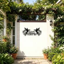 Customized Metal Wall Decor, Featuring Hummingbird Silhouette Design, Ideal For Personalizing With Your Family Name And House Number, Suitable For Indoor And Outdoor Decoration - Black - View 5
