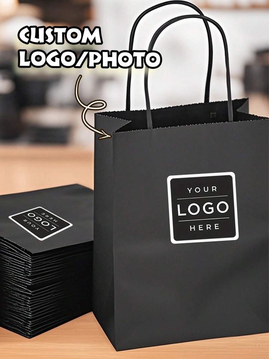 1/3/5/8/10pcs White Background Customizable Rectangular Sticker Labels - Personalized Text/Image/Logo/Photo For Commercial And Event Custom Logo Stickers, Self-Adhesive Paper Stickers, Packaging, Gifts, Laptops - Multicolor - View 1