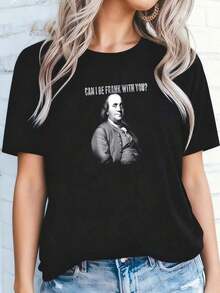 1 camiseta Ben Franklin Can I Be Frank With You, 180g, 100% algodón - Negro 3 - Ver 10